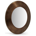 Meridian Furniture - Sphere Iron Frame Mirror, Brown, 24" W x 2" D x 24" H - The Sphere brown iron mirror is the perfect blend of industrial chic and modern design. Its raw, rich antique bronze iron frame and circular shape add a touch of edgy elegance to any room. A simple, yet striking design and durable frame make it a versatile and long-lasting piece.