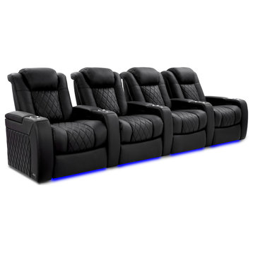 TuscanyXL Ultimate Top Grain Leather Power Recliner, Onyx, Row of 4