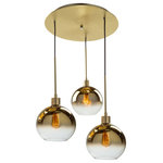 Artcraft Lighting - Morning Mist 3 Light Pendant, Gold - From designer Steven Sabados [S&C], the "Morning Mist Collection" is an instant classic. The glassware is so unique in that the bottom is clear but as you reach the top part of the sphere it is plated with a gold semi transparent mirror. The frame is finished in a matte brass. The black wires are all height adjustable. This series has multiple configurations. Model shown is the 3 light pendant.