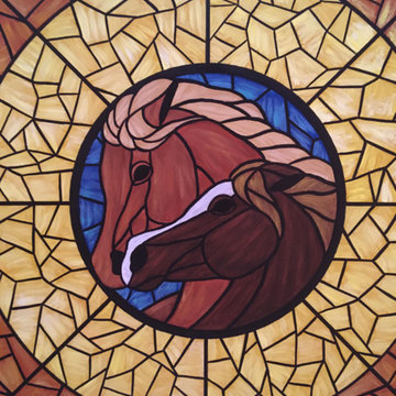 Faux Stained Glass Ceiling Mural, hand painted by Tom Taylor of Mural Art LLC