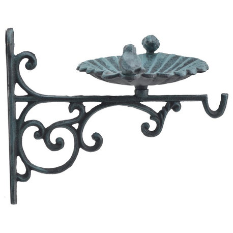 Plant Hanger Bird Bath Or Feeder, Verdigris Color, 10.25" Deep