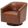 Geneva Charcoal Wood Base Swivel Chair, Caramel
