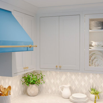 Striking Kitchen in Blue and White