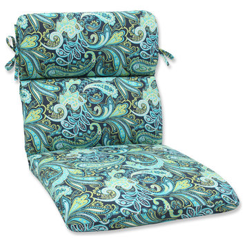 Pretty Paisley Navy Rounded Corners Chair Cushion
