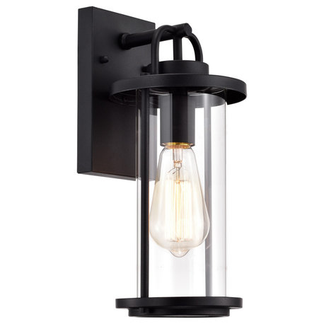 CHLOE Lighting LANDRY Transitional 1-Light Textured Black Outdoor Wall Sconce