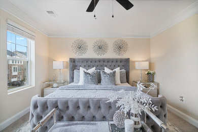 Example of a transitional bedroom design in Baltimore