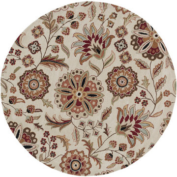 Athena Floral Ivory / Russet Round Area Rug by Surya
