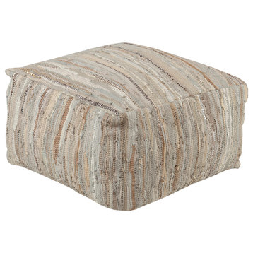Anthracite Cube Pouf, Natural