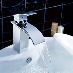Contemporary Single Handle Waterfall Bathroom Sink Faucet T0517 - Bathroom Sink Faucets