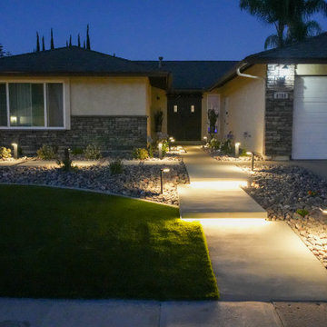 San Diego Front Yard Transformation – Turf, Rock & Landscape Lighting