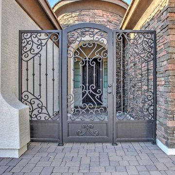 French Tip Arched Iron Gate with Matching Side Panels