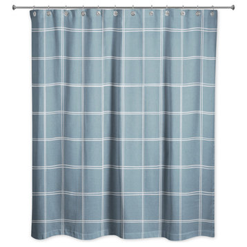 Linen Plaid 1 71x74 Shower Curtain