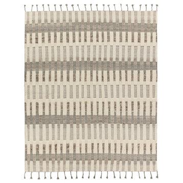 Izza Hand-Knotted Striped Cream/ Taupe Area Rug 8'X10'