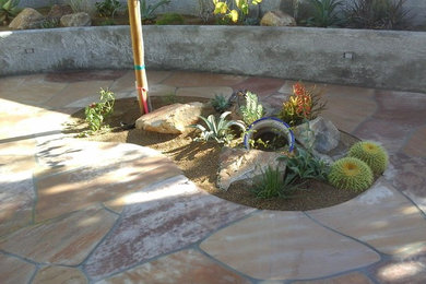 Inspiration for a mid-sized shade backyard stone garden path in Phoenix.