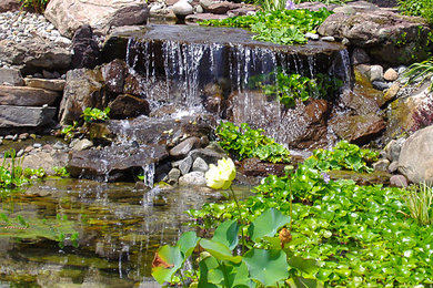 This is an example of a backyard stone water fountain landscape in DC Metro.
