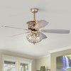 52, Indoor Champagne Silver Reversible Ceiling Fan With Crystal Light Kit