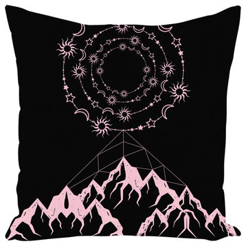 Universe and Mountain Throw Pillow, 18x18, With Insert