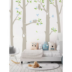 Nature Tree Scene with Baby Birds and Nest Wall Decal - Contemporary - Kids  Wall Decor - by Simple Shapes