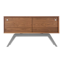 Eastvold Furniture - Elko Credenza Small, Walnut, Silver Base - Buffets And Sideboards