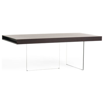 Modrest Encino Modern Timber Chocolate and Glass Dining Table