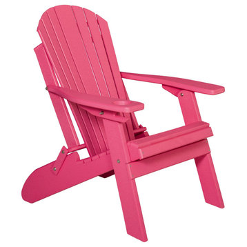 Poly Lumber Folding Adirondack Chair With Cup Holder, Pink, Smart Phone Holder