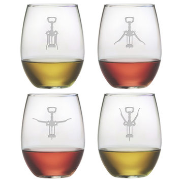 Wine Aerobics 4-Piece Stemless Wine Glass Set