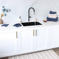 25 inch Dual Mount Single Bowl Black Granite Laundry Sink S-825N