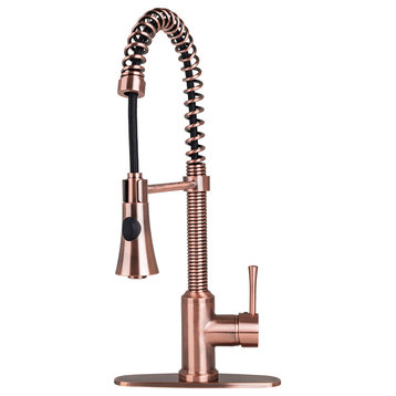 Brienza Residential Spring Pull Down Kitchen Faucet Deck Plate in Antique Copper