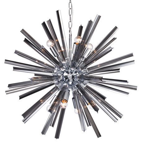 Smoke Glass Spike Chandelier With Chrome Hardware