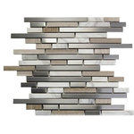 Wallandtile.com - Oddysey Shores Interlocking Blend Tile, Sample - Stainless Steel +and White Stone Interlocking Blend Mosaic