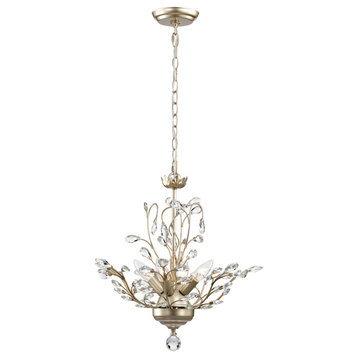Cathy 4-light Crystal Leaves Chandelier, Brushed Silver-ish Champagne Finish