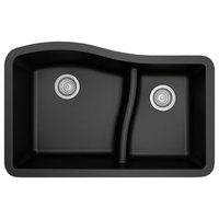 Karran Undermount Quartz 32" 60/40 Double Bowl Kitchen Sink, Black