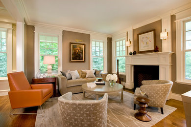 Transitional living room photo in Boston