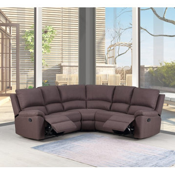 Andrew Leather Air Manual Reclining Contemporary Sectional, Brown