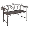 vidaXL Patio Garden Metal Bench Garden Seat Park Antique Brown Scroll-pattern