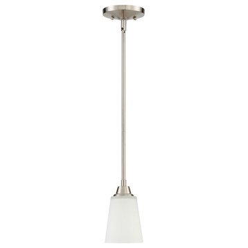 Craftmade Grace 1 Lt Mini Pendant, Brushed Nickel w/White Frosted