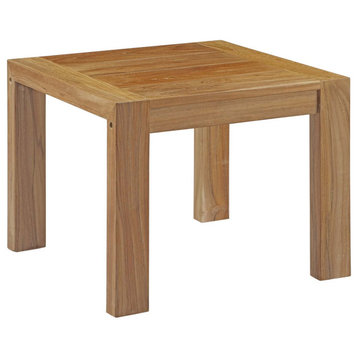 Upland Outdoor Teak Wood Side Table, Natural