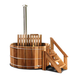6' x 3' Western Red Cedar wood-fired hot tub package with Snorkel&reg; Stove and fen - Hot Tub And Pool Accessories