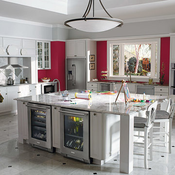 Traditional Red & White Kitchen