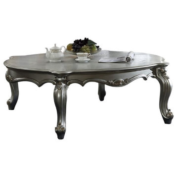 ACME Picardy Rectangular Wooden Coffee Table in Antique Platinum and Espresso