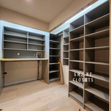 Master Walk In Closet in Three Different Finishes Designed by Smart Closets