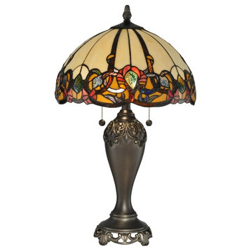 Dale Tiffany Northlake Table Lamp  Bronze Plated  Red/Amber Art