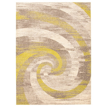eCarpetGallery Abstract Area Rug, Modern Carpet, Ivory/Green 5'3" x 7'3"