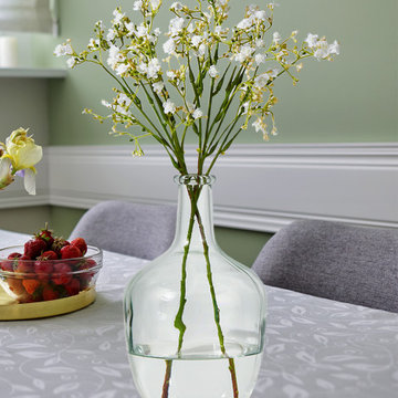 Serene Spaces Living Clear Glass Bottle Vase, Farmhouse Style Curvy Bottle Vase