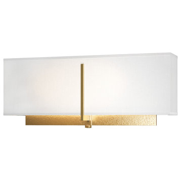 Exos Square Sconce, Modern Brass, Natural Anna Shade