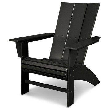 Polywood Modern Curveback Adirondack Chair, Black