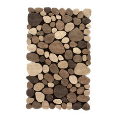 Hand Carved Area Rugs Houzz Hand Carved Stones And Pebbles Wool Rug Natural
