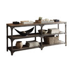 Acme Console Table in Weathered Oak and Antique Silver Finish 72680