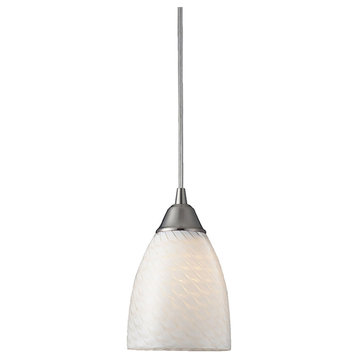 Arco Baleno 1 Light Mini Pendant, White Swirl Glass, Standard, Incandescent