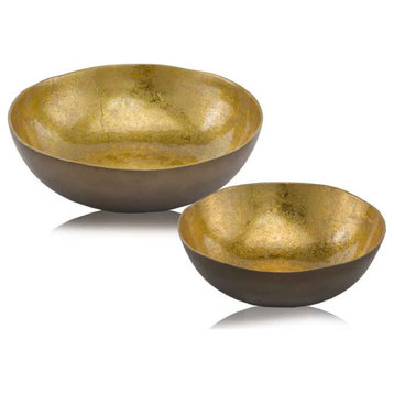 17" X 17" X 4.5" Gold & Bronze Metal Large Round - Bowl